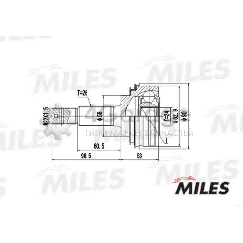 MILES GA20464 Шарнирный комплект приводной вал