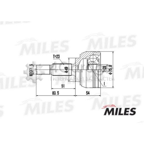 MILES GA20386 Шарнирный комплект приводной вал