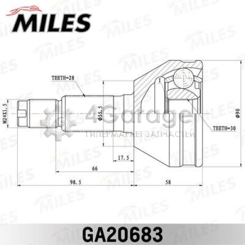 MILES GA20683 Шарнирный комплект приводной вал