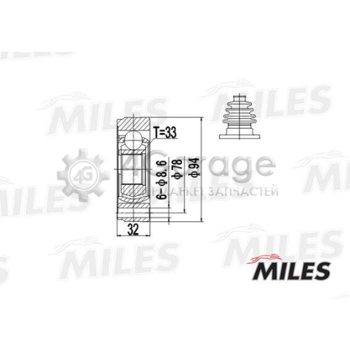 MILES GA10001 Шарнирный комплект приводной вал