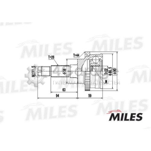 MILES GA20215 Шарнирный комплект приводной вал