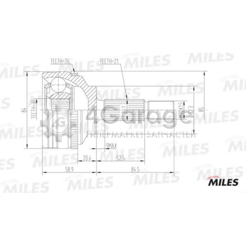 MILES GA20387 Шарнирный комплект приводной вал