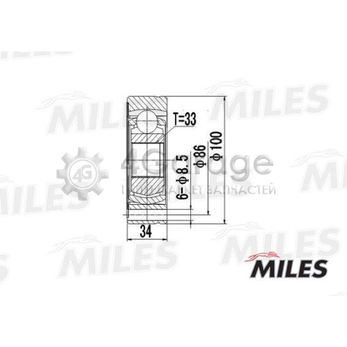 MILES GA12005 Шарнирный комплект приводной вал