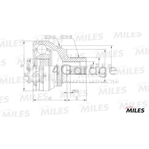 MILES GA20007 Шарнирный комплект приводной вал