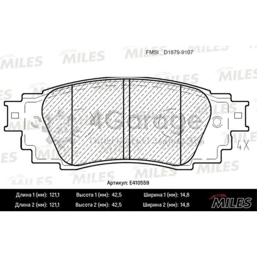 MILES E410559 Комплект тормозных колодок дисковый тормоз