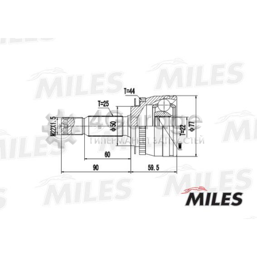 MILES GA20181 Шарнирный комплект приводной вал