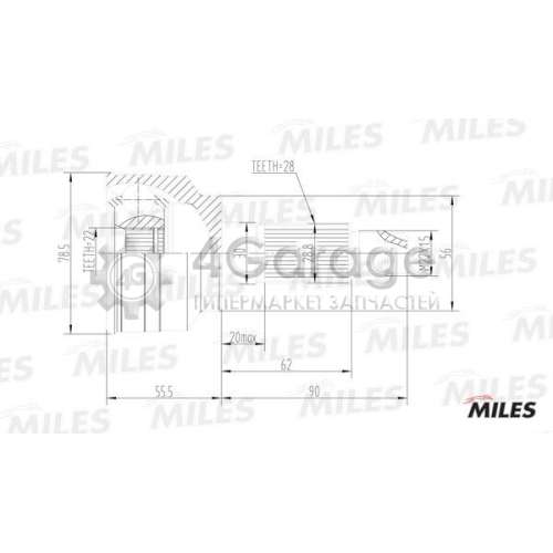 MILES GA20192 Шарнирный комплект приводной вал