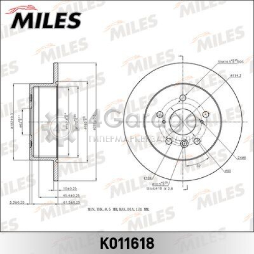 MILES K011618 Тормозной диск