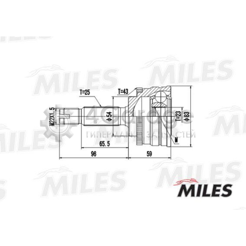 MILES GA20252 Шарнирный комплект приводной вал