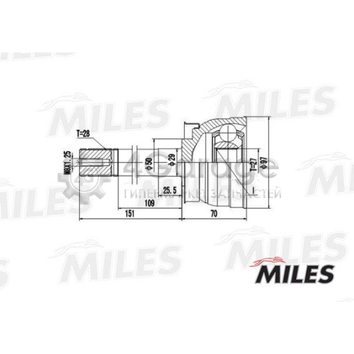 MILES GA10020 Шарнирный комплект приводной вал