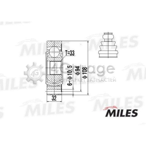 MILES GA10035 Шарнирный комплект приводной вал