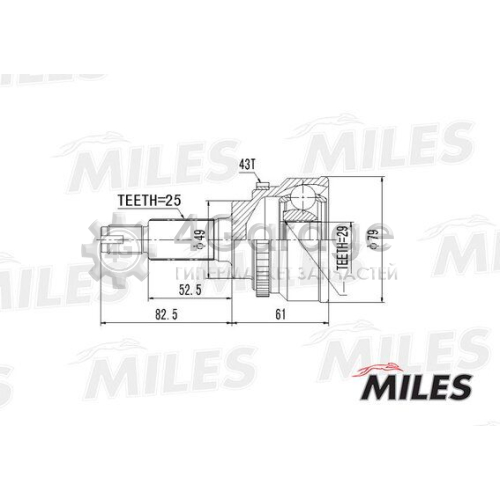 MILES GA20442 Шарнирный комплект приводной вал