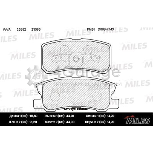 MILES E110184 Комплект тормозных колодок дисковый тормоз