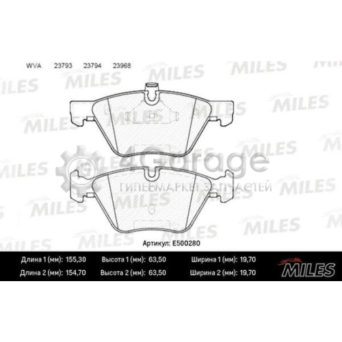 MILES E500280 Комплект тормозных колодок дисковый тормоз