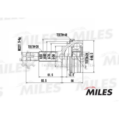 MILES GA20482 Шарнирный комплект приводной вал