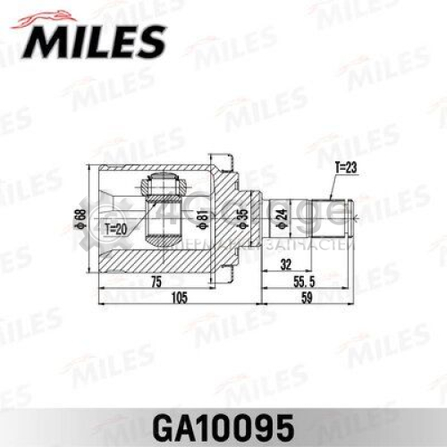 MILES GA10095 Шарнирный комплект приводной вал