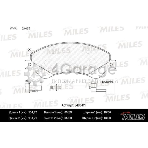 MILES E400411 Комплект тормозных колодок дисковый тормоз