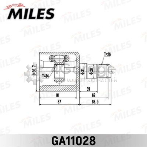 Шарнирный комплект приводной вал MILES GA11028 в Москве