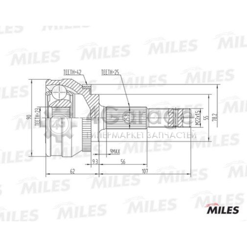 MILES GA20336 Шарнирный комплект приводной вал