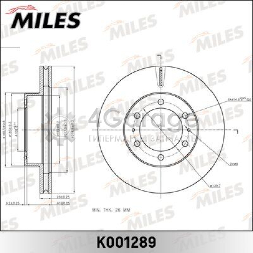 MILES K001289 Тормозной диск