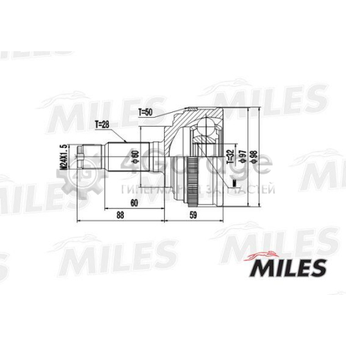 MILES GA20132 Шарнирный комплект приводной вал