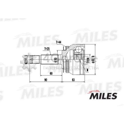 MILES GA20182 Шарнирный комплект приводной вал