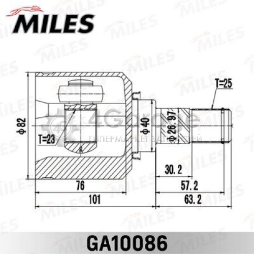 MILES GA10086 Шарнирный комплект приводной вал