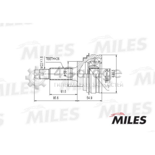 MILES GA20497 Шарнирный комплект приводной вал