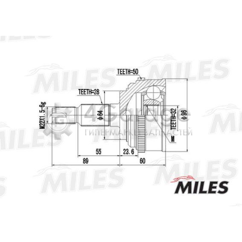 MILES GA20155 Шарнирный комплект приводной вал