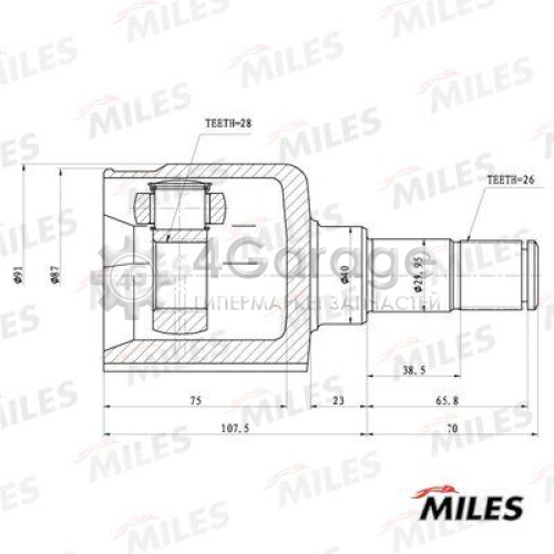 MILES GA10080 Шарнирный комплект приводной вал