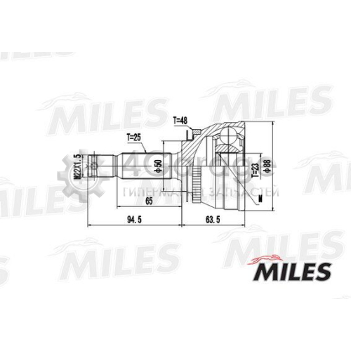 MILES GA20166 Шарнирный комплект приводной вал