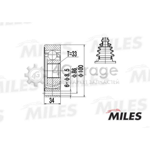 MILES GA11005 Шарнирный комплект приводной вал