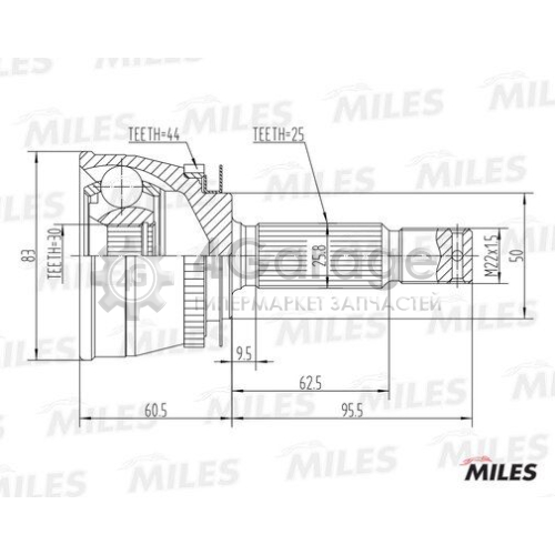 MILES GA20552 Шарнирный комплект приводной вал