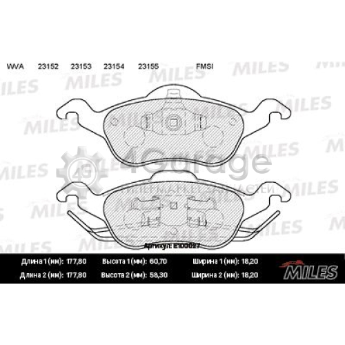 MILES E100027 Комплект тормозных колодок дисковый тормоз