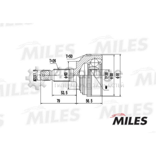 MILES GA20151 Шарнирный комплект приводной вал