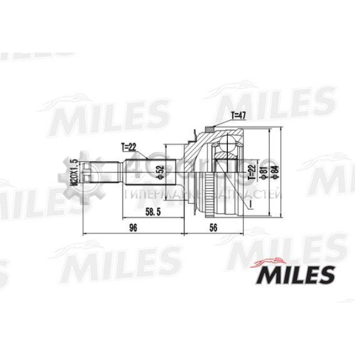 MILES GA20049 Шарнирный комплект приводной вал