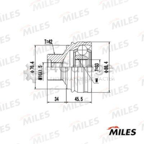 MILES GA20034 Шарнирный комплект приводной вал