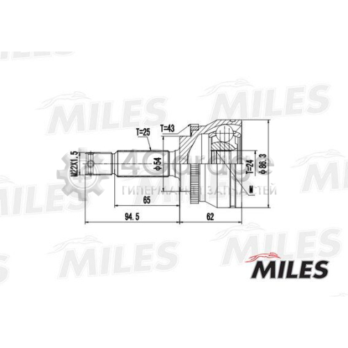 MILES GA20266 Шарнирный комплект приводной вал