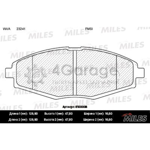 MILES E100006 Комплект тормозных колодок дисковый тормоз
