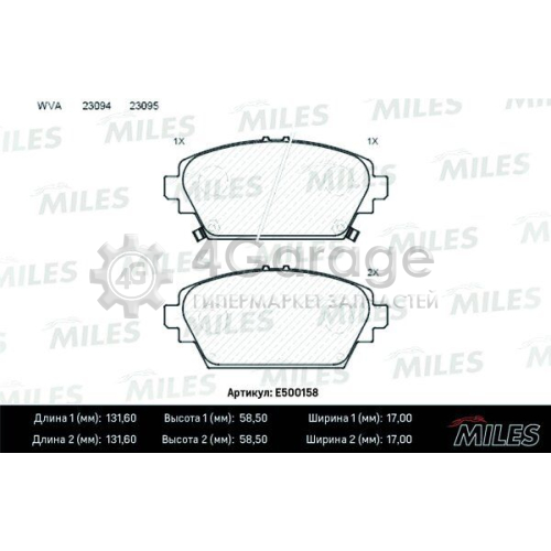 MILES E500158 Комплект тормозных колодок дисковый тормоз