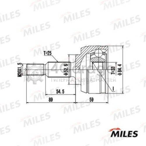 MILES GA20725 Шарнирный комплект приводной вал