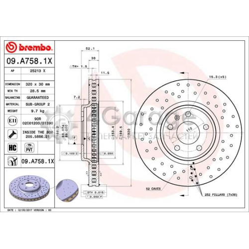 Тормозной диск BREMBO XTRA LINE BREMBO 09A7581X в Москве