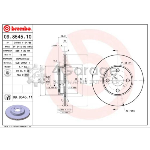 Тормозной диск BREMBO 09854510 в Нижнем Новгороде