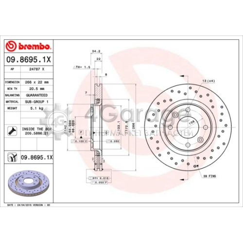 Тормозной диск BREMBO XTRA LINE BREMBO 0986951X в Нижнем Новгороде