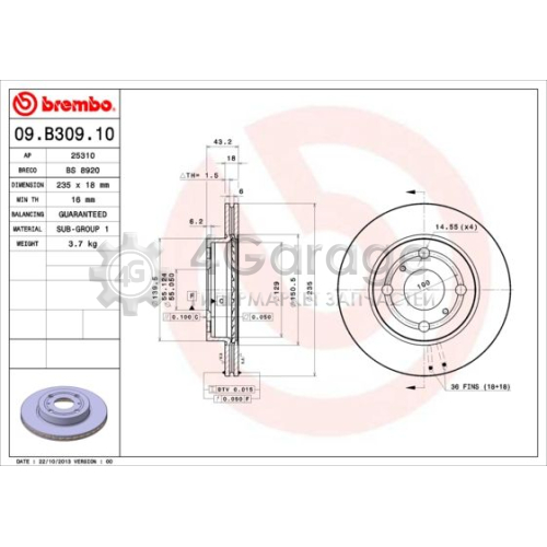 Тормозной диск BREMBO 09B30910 в Нижнем Новгороде