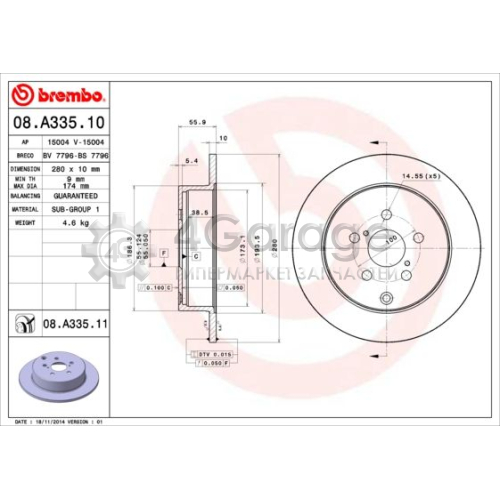 BREMBO 08A33510 Тормозной диск