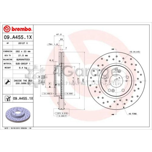 BREMBO 09A4551X Тормозной диск BREMBO XTRA LINE