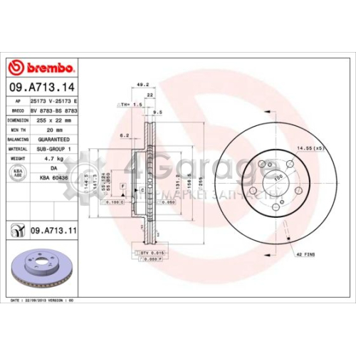 BREMBO 09A71311 Тормозной диск COATED DISC LINE в Красноярске