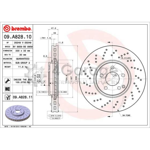 Тормозной диск COATED DISC LINE BREMBO 09A82811 в Ростове-на-Дону