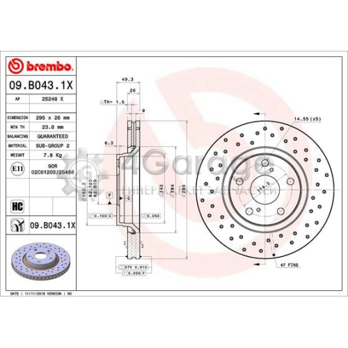 Тормозной диск BREMBO XTRA LINE BREMBO 09B0431X в Нижнем Новгороде